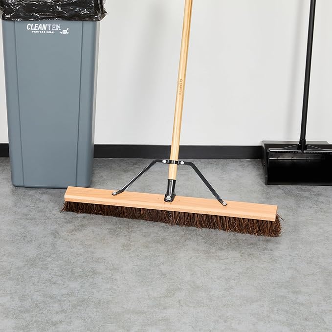 Restaurantware-BROOM HEAD ONLY: Clean Tek Professional 30-Inch Indoor Broom Head, 1 Heavy-Duty Push Cleaning Tool - Handle And Brace Sold Separately, Palmyra Bristles, Wooden, Outdoor Use