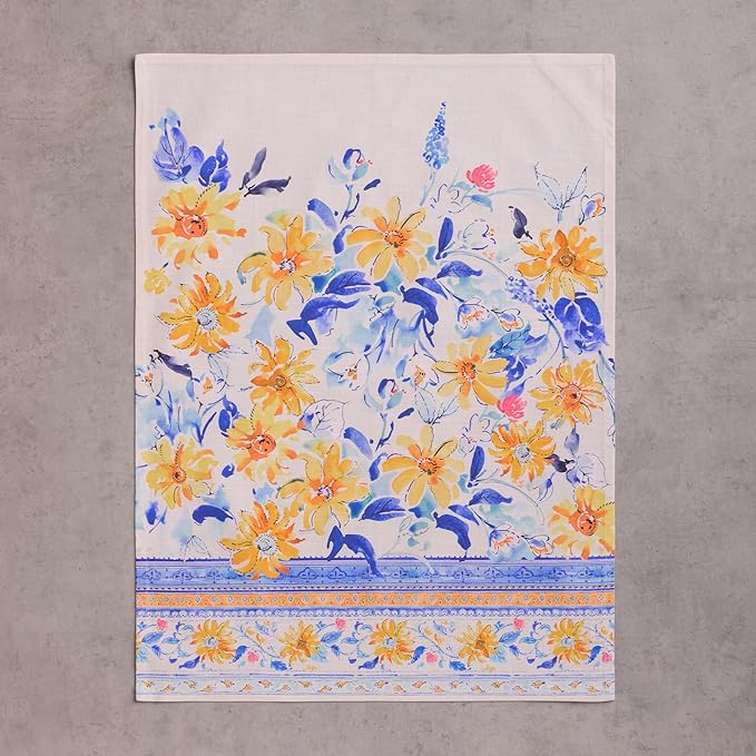 Maison d' Hermine Kitchen Towels Set of 3 100% Cotton 27.50" x 20" Reusable Cloth Tea Dish Towels Absorbent with Hanging Loop for Kitchen Farmhouse Hotel Spring Summer - Girassol