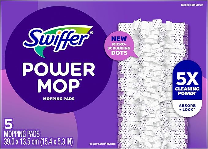 Procter & Gamble Swiffer PowerMop Multi-Surface Mopping Pad Refills, 5 Count Mop Heads
