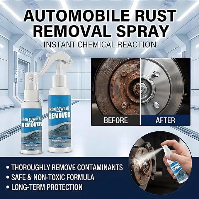 2026 Multi-functional Quick-Acting Rust Removal Spray, 100 Ml Large Capacity Fast Acting Rust Remover Spray, Application for Metal Bikes Tools Tools Cars & Household Surfaces. (2pc)
