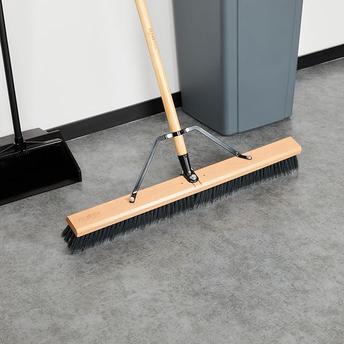 Restaurantware-BROOM HEAD ONLY: Clean Tek Professional 30-Inch Broom Head, 1 Heavy-Duty Push Cleaning Tool - Handle And Brace Sold Separately, Medium Plastic Bristles, Wooden, Commercial Use