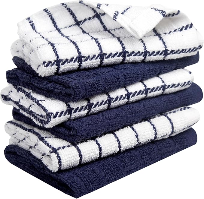 Bumble Dish Cloths (6 Pack) | 12” x 12” | 100% Cotton Kitchen Towels | 405 GSM | Soft, Highly Absorbent & Durable Dish Towels for Kitchen | Navy