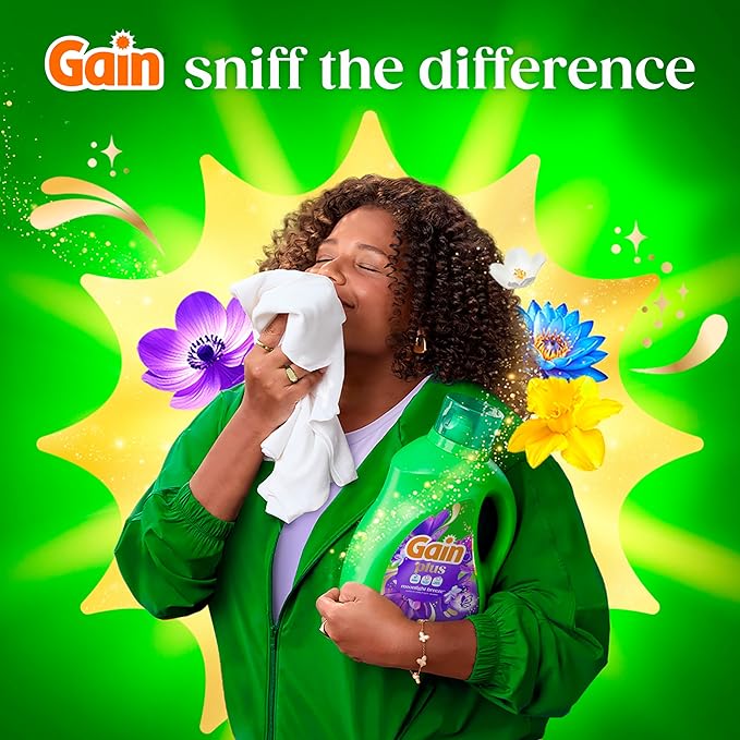 Gain Plus Liquid Laundry Detergent, Cleaner, Fresher, Now with Oxi, Moonlight Breeze Scent, 99 fl oz, 75 Loads