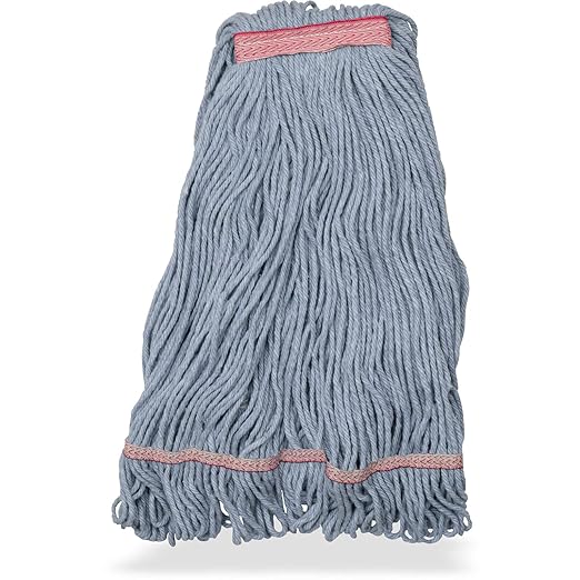 SPARTA Flo-Pac Acrylic Mop Head, Loop-Ended, Narrow Band with 1" Red Band for Organized Cleaning, Large, Blue