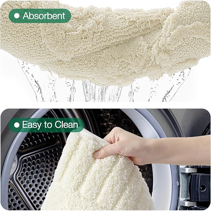 LUMI Bathroom Rugs Non Slip with Rubber Backing, Extra Soft Plush Microfiber Bath Rug Absorbent, Machine Washable Bath Mat Quick Dry for Tub, Shower, Ivory White, 16"x24"