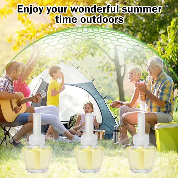 Citronella Plug in Air Freshener Refills, Lemongrass Fragrance, Scented and Essential Oils for Home and Bathroom, Indoor Outdoor, 3 Count, Compatible with Air Wick, Compatible with Glade