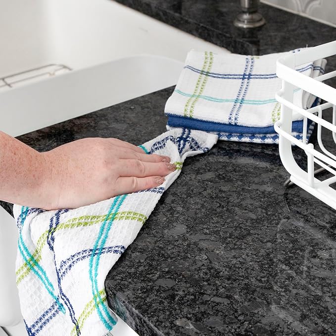 T-Fal Premium Waffle Dish Cloths: Highly Absorbent, Super Soft Long Lasting - 100% Cotton, 12"x13" Towel for Cleaning & Drying, (8-Pack), Cool