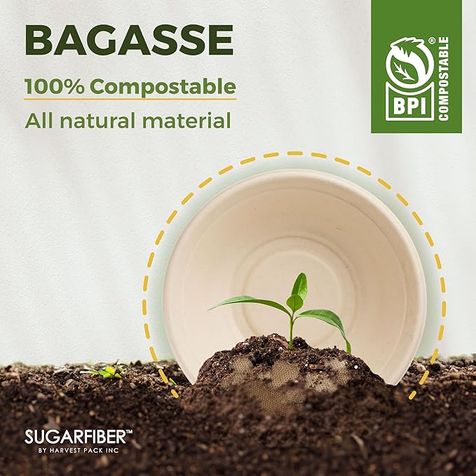 [50 COUNT]12oz Compostable Floral White Paper Bowls, Scalloped Party Bowls, Eco Friendly Plastic-Free ice cream Bowl, Acanthus Natural Sugarcane Disposable Bagasse Bowls for Dessert, New Version
