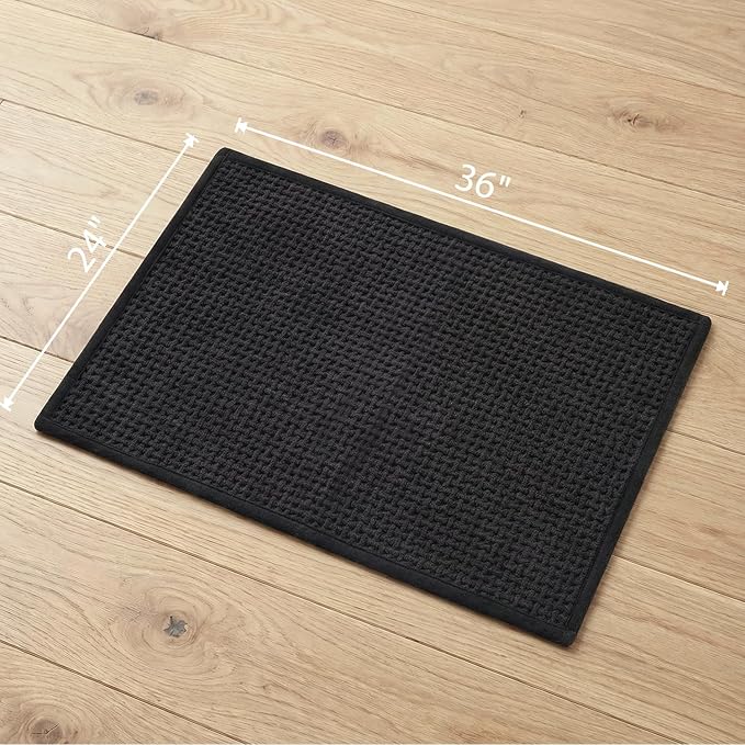 Bathroom Rugs Non Slip Washable, Super Absorbent Thin Bath Mat for Small Quick Dry Low Pile Bathroom Rug, (Black, 36″x24″)