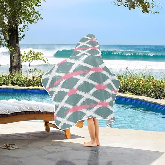 CEBUGI Textured Pattern Hooded Bath Towel for Kids Absorbent Soft Bath Towel Wrap with Hood 50x23.5in Pool Beach Shower Towel for Boys Girls