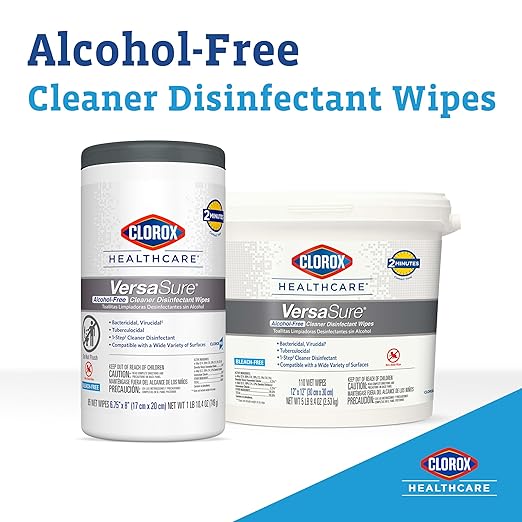 Clorox Healthcare VersaSure Cleaner Disinfectant Wipes, 6.75" x 8", 85 Count Canister (Package May Vary)