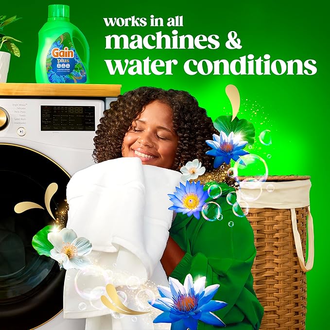Gain Plus Liquid Laundry Detergent, Cleaner, Fresher, Now with Oxi, Waterfall Delight Scent, 99 fl oz, 75 Loads