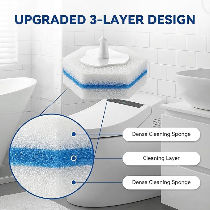 Toilet Wand Refills Compatible with Clorox Toilet Wand, 50 Count Disposable Refill Heads for Deep Foaming Cleaning