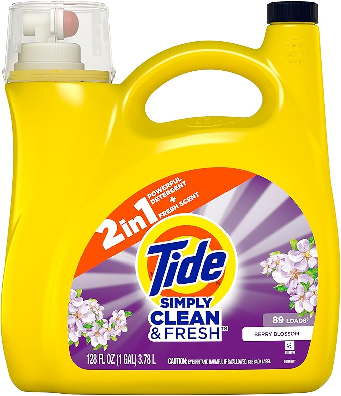 Tide Simply Liquid Laundry Detergent Berry Blossom, 89 loads(packaging may vary)