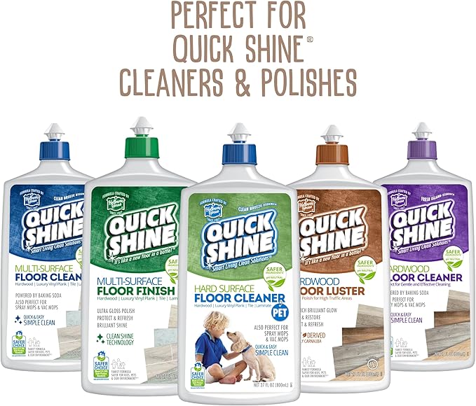 Quick Shine Ultimate Gold Clean + Polish Mop Kit, 9 Pc Set w/Interchangeable Attachments | 2-in-1 Pro Cleaning System w/ Microfiber Pads for All Floor Types | No Batteries Needed