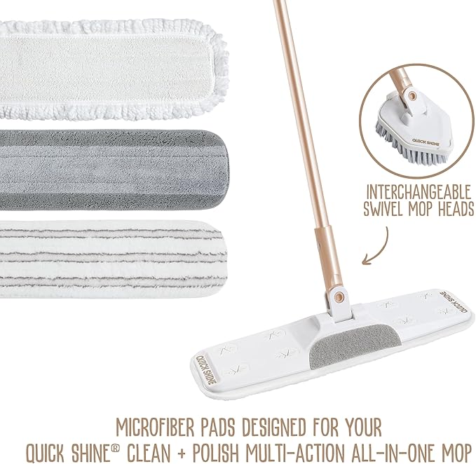 Quick Shine Clean + Dust Pad | Thick White Microfiber Pad Ideal for Dry Dusting and Floor Cleaning | Reusble, Washable & Safe for All Hard Surface Floors
