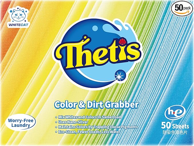 Thetis Color and Dirt Grabber sheets | Eco-friendly, color safe, dye absorbing sheets, 50 Sheets (50 Loads), Fragrance free