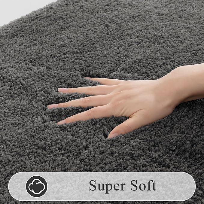 SHACOS Microfiber Bathroom Rugs Set 5 Pieces with Toilet Lid Cover Ultra Soft Absorbent Bath Mat U Shape Contour Rug for Bathroom, Non Slip Machine Washable Bath Runner Rugs for Bedroom, Kitchen, Grey
