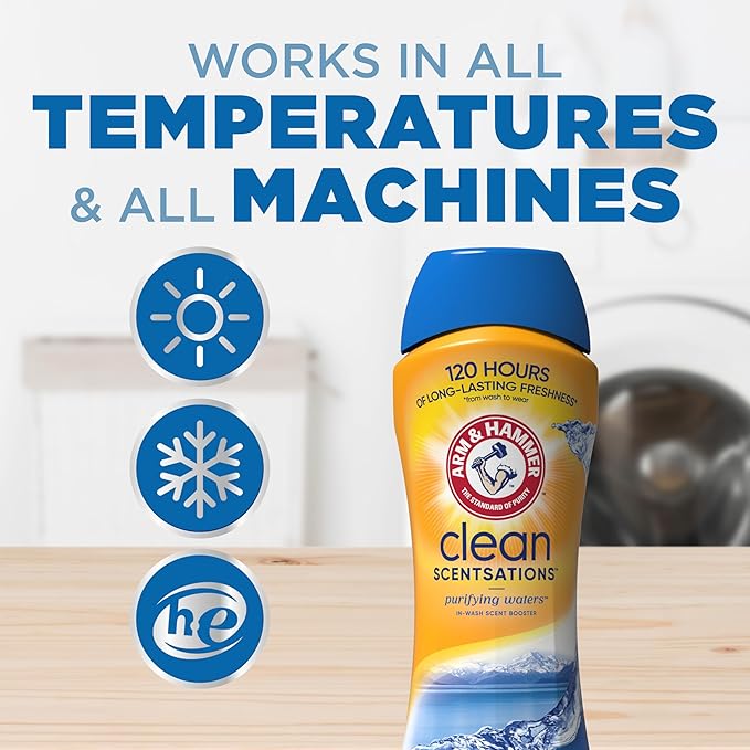 ARM & HAMMER Clean Scentsations In-Wash Scent Booster, Laundry Scent Booster Purifying Waters scent, 45 Oz