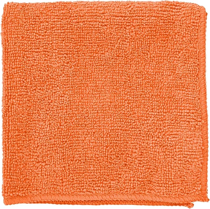 Clara Clark Soft Microfiber Cleaning Cloth Set of 12-12 x 12 inches, Medium, Orange