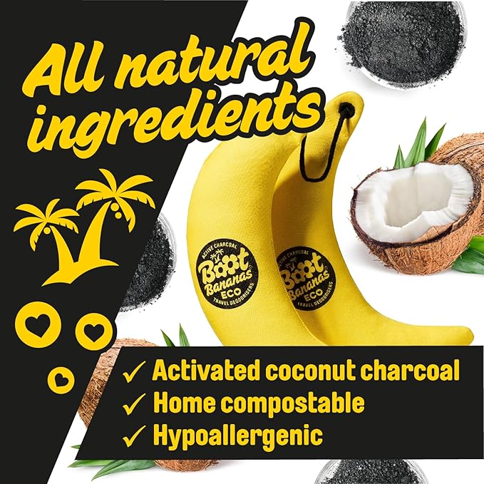 Boot Bananas Eco Travel Deodorisers | Light Weight, Sustainable, Reusable Sports Shoe & Glove Deodorizer Odour Neutralizer & Air Purifier | Eco-Conscious | Lasts up to 12 Months | 1 Pair