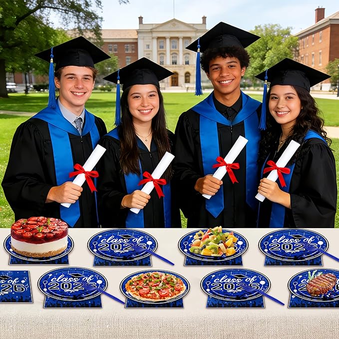 75 Pcs Graduation Plates and Napkins Party Supplies Set,Serves 25 Guests Blue 2026 Graduation Plates and Napkins,Disposable Paper Tableware Set for Graduation Party Decorations