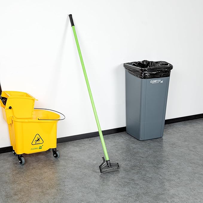 Restaurantware Fiberglass Mop Handle - 60 Inches - Durable Quick Release Handle With Ergonomic Grip - Heavy-Duty Plastic Green Handle For Commercial Cleaning