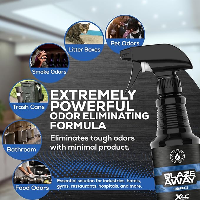 Blaze Away Commercial Air Freshener & Odor Eliminator for Strong Odor - Industrial-Grade Room Spray & Room Deodorizer for Home, Car, Smoke & Pet Odors - Long-Lasting Odor Absorber, Room Fresheners