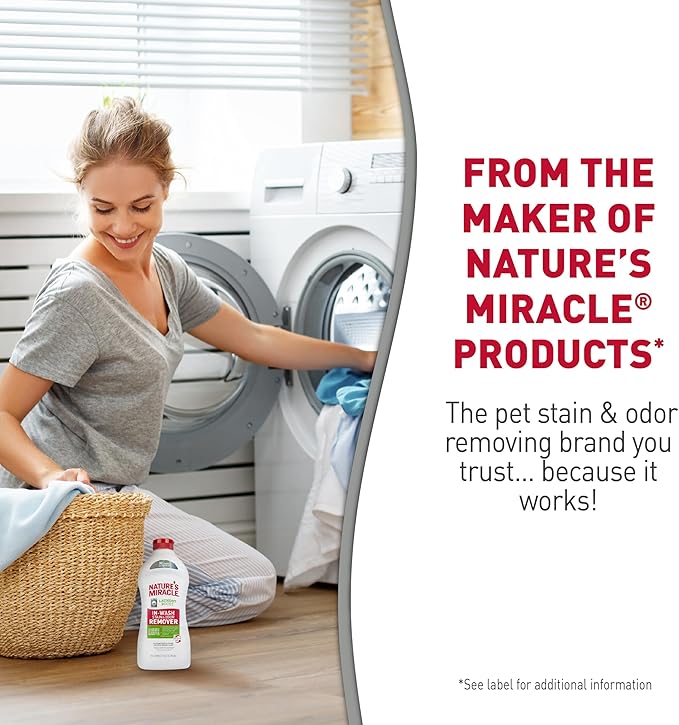 Nature’s Miracle Laundry Boost In-Wash Stain and Odor Remover, Laundry Stain and Odor Removing Additive For All Machines, Spray, 32 oz