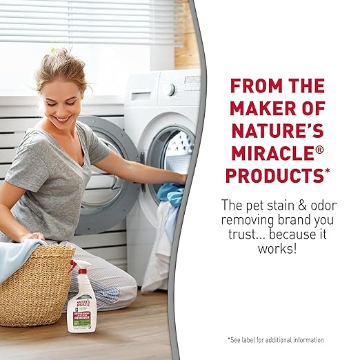 Nature's Miracle Laundry Boost Spot Treatment Stain and Odor Remover, 32 Oz., Laundry Pre-Wash Stain and Odor Remover (Pack of 2)