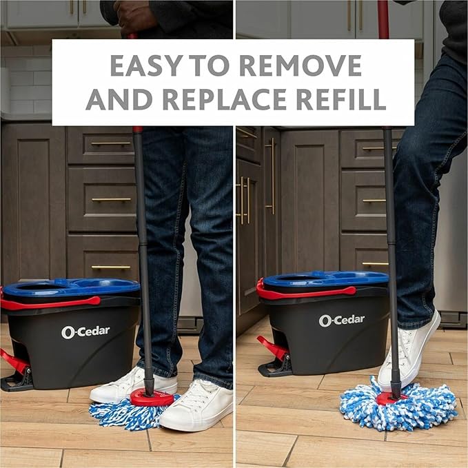 O-Cedar EasyWring RinseClean Spin Mop Microfiber Refill, 1-Pack, Blue
