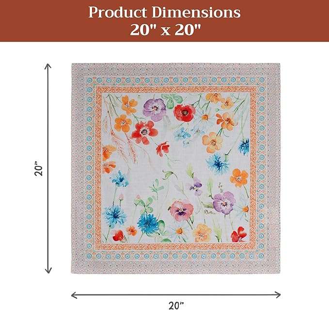 Maison d' Hermine 100% Cotton Cloth Napkins Set of 4 Everyday Reusable Square Napkins Cloth Washable Dinner Party Wedding Restaurant Hotel Kitchen Spring Summer (Summer Whisper, 20" x 20")