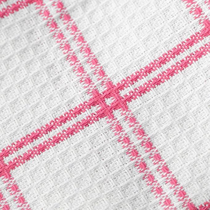 T-Fal Premium Waffle Dish Cloths: Highly Absorbent, Super Soft Long Lasting - 100% Cotton, 12"x13" Towel for Cleaning & Drying, (12-Pack), Pink