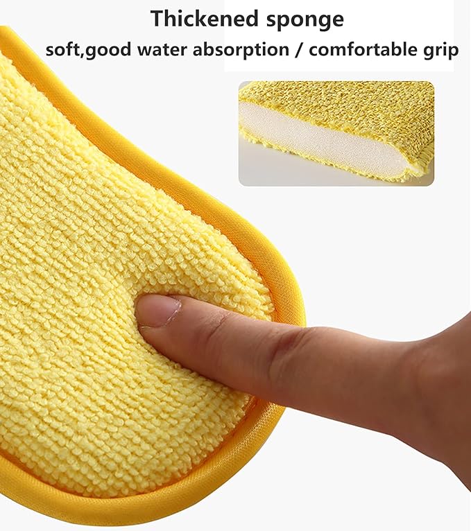 5 Pack Dish Sponges, Microfiber Scrub Sponges for Kitchen,Heavy Duty Non-Scratch Dish Washing Scouring Pads, Soft Dish Scrubbers Scrubbing Pads Cloth for Fast Cleaning Pots Pans Dishes (Random Color)