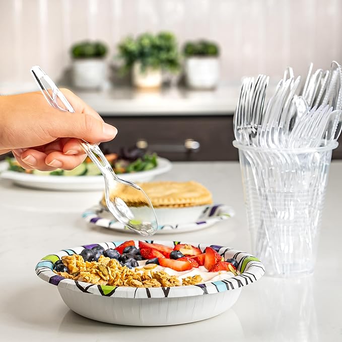 Amazon Basics Disposable Clear Plastic Spoons, Premium Quality, BPA Free, Strong, 100 Count