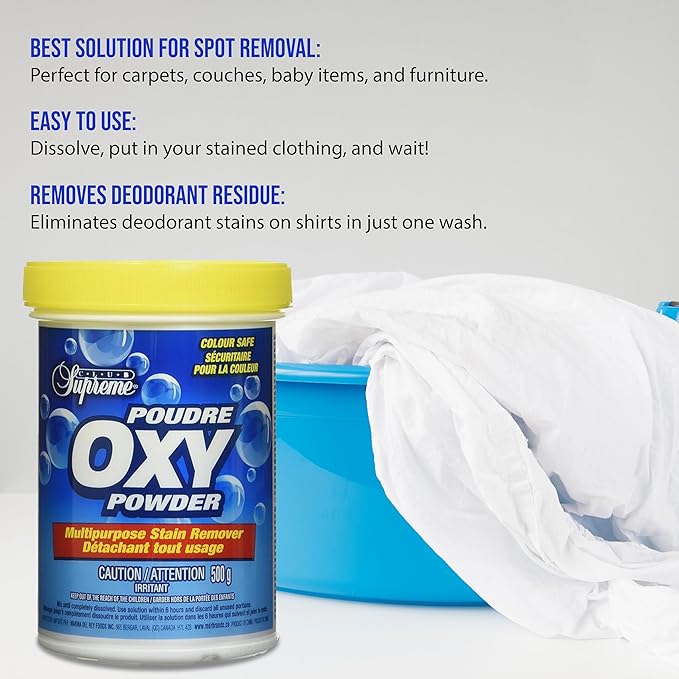 Club Supreme Cleaning Supplies - Oxy Powder Detergent Multipurpose Clean - Stain Remover Color Safe 500G