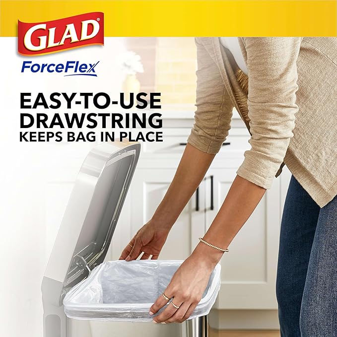 Glad ForceFlex Tall Kitchen Drawstring Trash Bags,13 Gal,Gain Original,80 Ct (Package May Vary),(Pack of 3)