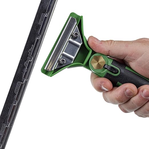 Unger Commercial ErgoTec® SwivelLoc Squeegee Handle, 0° Angle, Green/Black, Case of 5 – Ergonomic Swivel Handle for Low Window Cleaning LS000