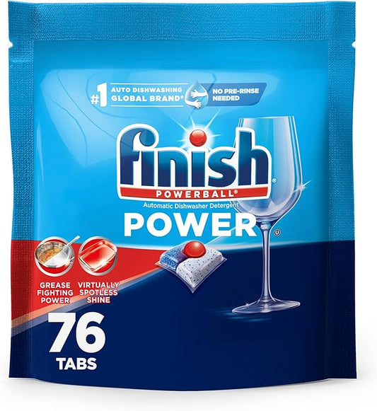 Finish Power Dishwasher Pods, No Pre-Rinse Dishwasher Detergent Soap For Deep Clean & Shine with Degreasing Power, 76 Count