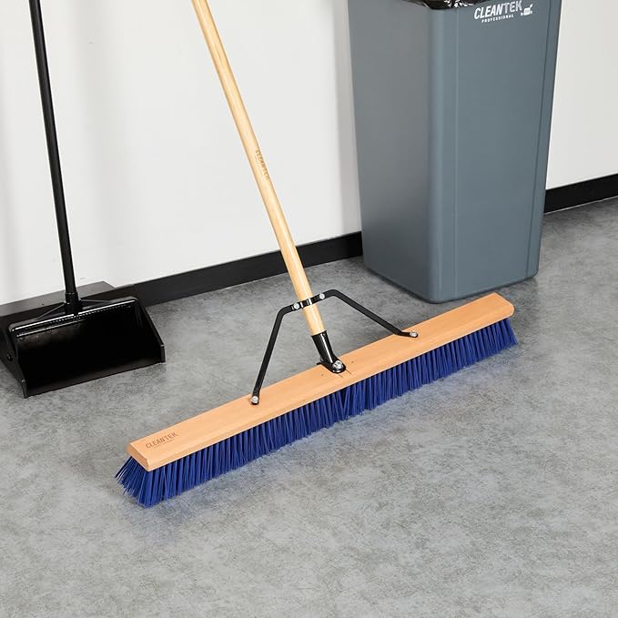 Restaurantware-BROOM HEAD ONLY: Clean Tek Professional 36-Inch Broom Head, 1 Heavy-Duty Push Cleaning Tool - Handle And Brace Sold Separately, Heavy Plastic Bristles, Wooden, Commercial Use