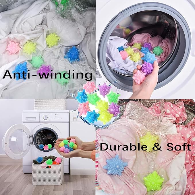 15 Packs Washer Balls, Reusable Tangle-Free Eco-Friendly Laundry Scrubbing Balls, Solid Colorful Laundry Washing Balls Enhance Your Machine Cleaning Power + 5 Pack Laundry Ball Hair Extractors
