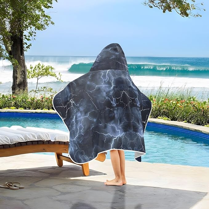 Hooded Towel for Kids Lightning in Dark Sky Beach Wrap Bath Towels 50x23.5in