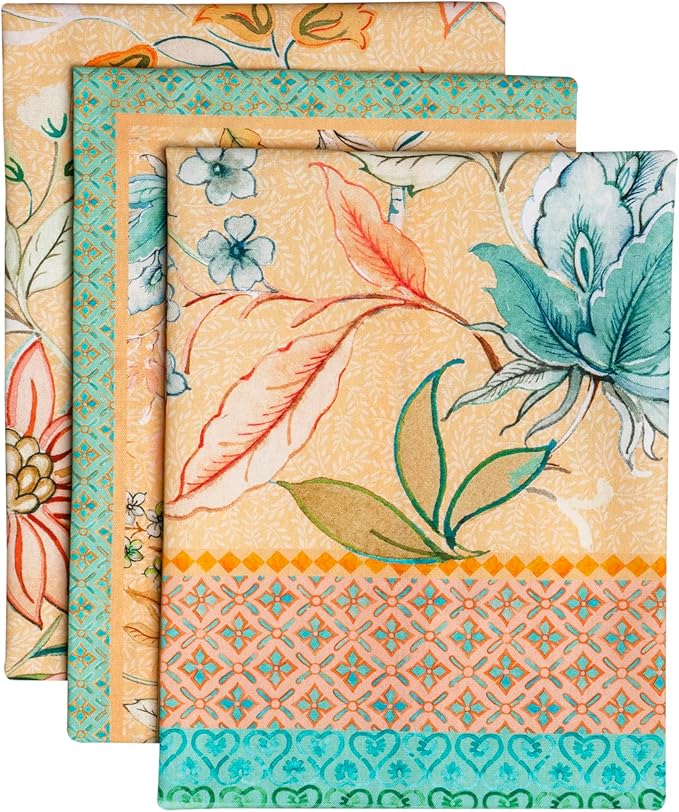 Maison d' Hermine Kitchen Towels Set of 3 100% Cotton 27.50" x 20" Reusable Cloth Tea Dish Towels Absorbent with Hanging Loop for Kitchen Farmhouse Hotel Spring Summer - Luxury Loft - Peach