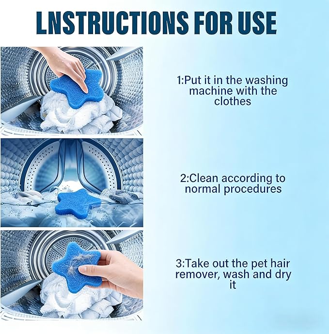4 PCS Pet Hair Remover for Laundry – Effectively Removes Fur, Lint & Dander – Reusable, Eco-Friendly Laundry Pet Hair Catcher – Gentle on Clothes, Protects Machine, Easy to Use & Clean (Blue)