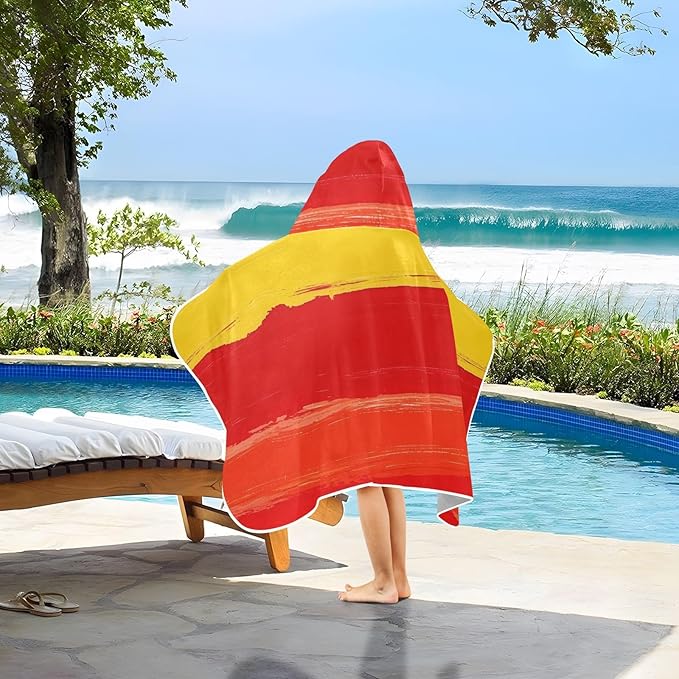 SUABO Kids' Bath Towels Rainbow Brushstroke Pattern Hooded Towels for Boys Girls,Toddler Towels Multi-Purpose for Beach,Pool and Bathroom,23.5" x 50", Soft and Highly Absorbent