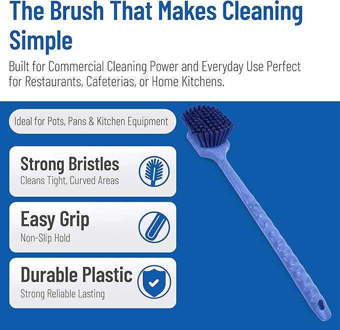 SPARTA 40501EC14 Plastic Large Scrub Brush, Kitchen Brush, Utility Brush With Long Handle For Cleaning, 20 Inches, Blue