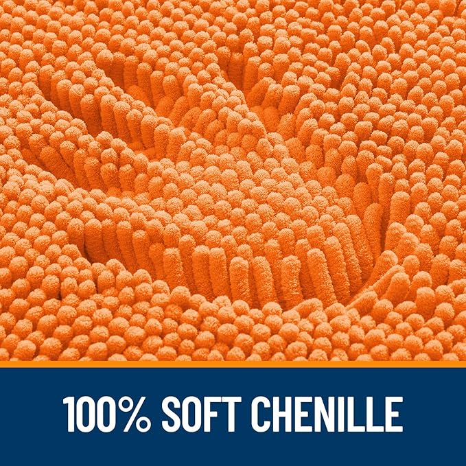 OLANLY Bathroom Rugs 30x20, Extra Soft Absorbent Chenille Bath Rugs, Rubber Backing Quick Dry, Machine Washable Bath Mats for Bathroom Floor, Tub and Shower, Home Decor Accessories, Orange