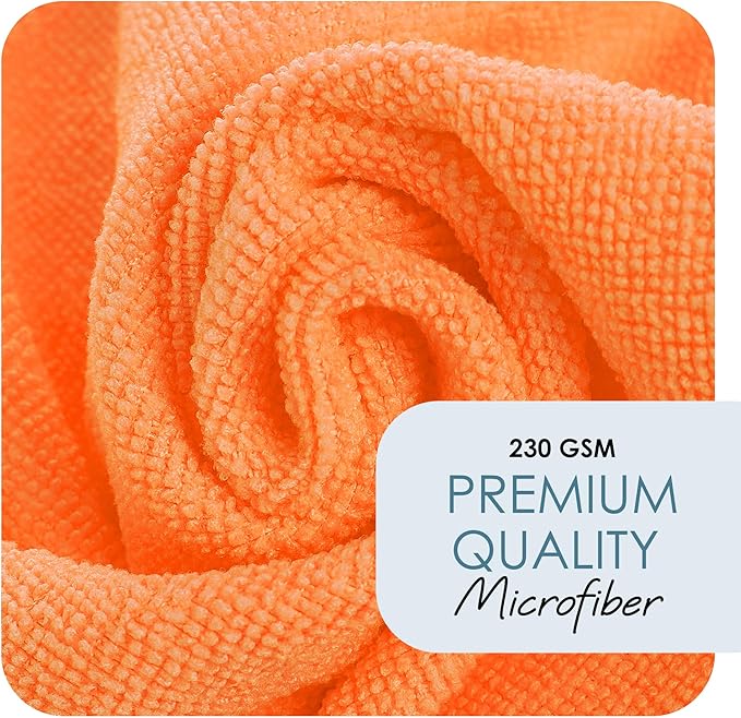 Hearth & Harbor Microfiber Cleaning Cloth, Microfiber Towels for Car 24 Pack Washcloths, Orange Cleaning Rag, Reusable Microfiber Towel, Microfiber Cloth Rag Cleaning, Lint Free Cloth 12/inchx12/inch