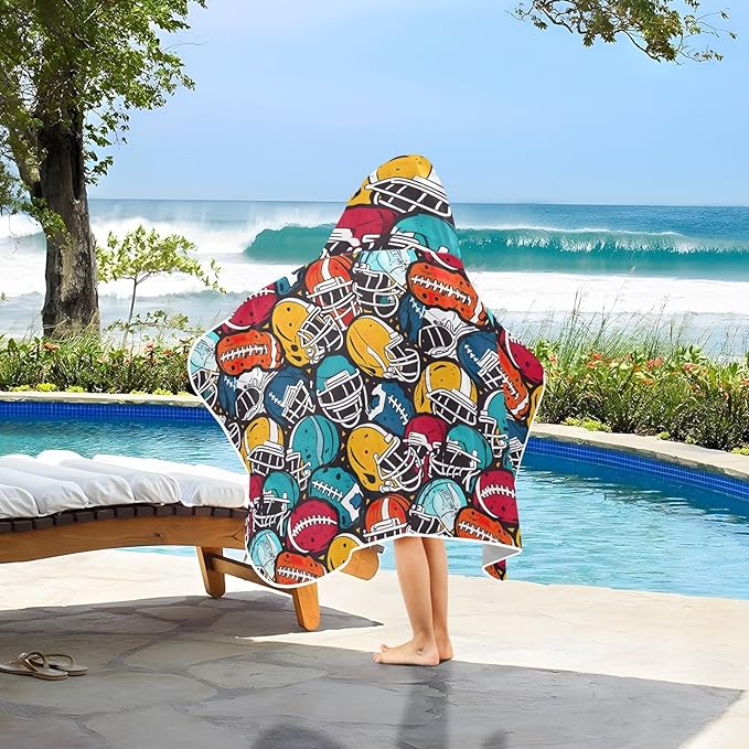 Kids Hooded Towels Colorful American Football Swimming Beach Towel 23.5" x 50" Bath Towel for Boys Girls 21214771