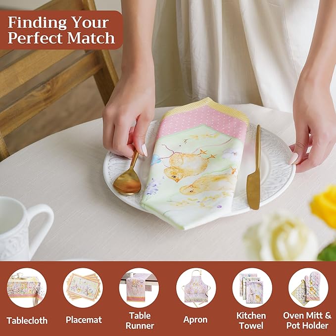 Maison d' Hermine 100% Cotton Cloth Napkins Set of 4 Everyday Reusable Square Napkins Cloth Washable Dinner Party Wedding Restaurant Hotel Kitchen Spring Summer (Easter Zest, 20" x 20")